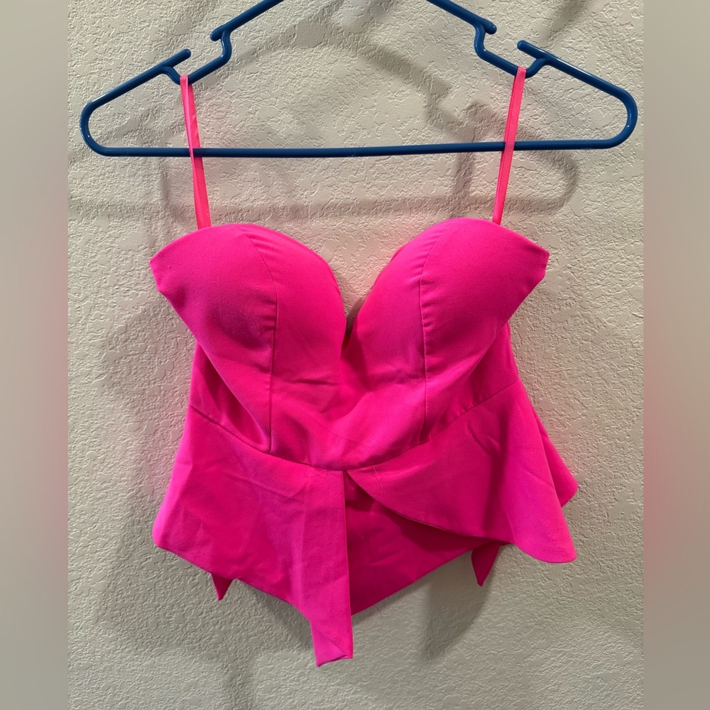 Hot pink asymmetrical top